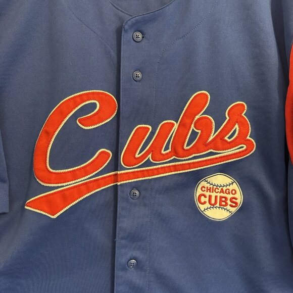 Chicago Cubs MLB Geniune Merchadise True Fan Series Blue Baseball Jersey Sz L - Picture 3 of 10